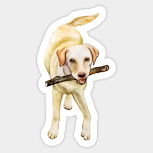 Yellow Labrador Retriever Watercolor Art Sticker